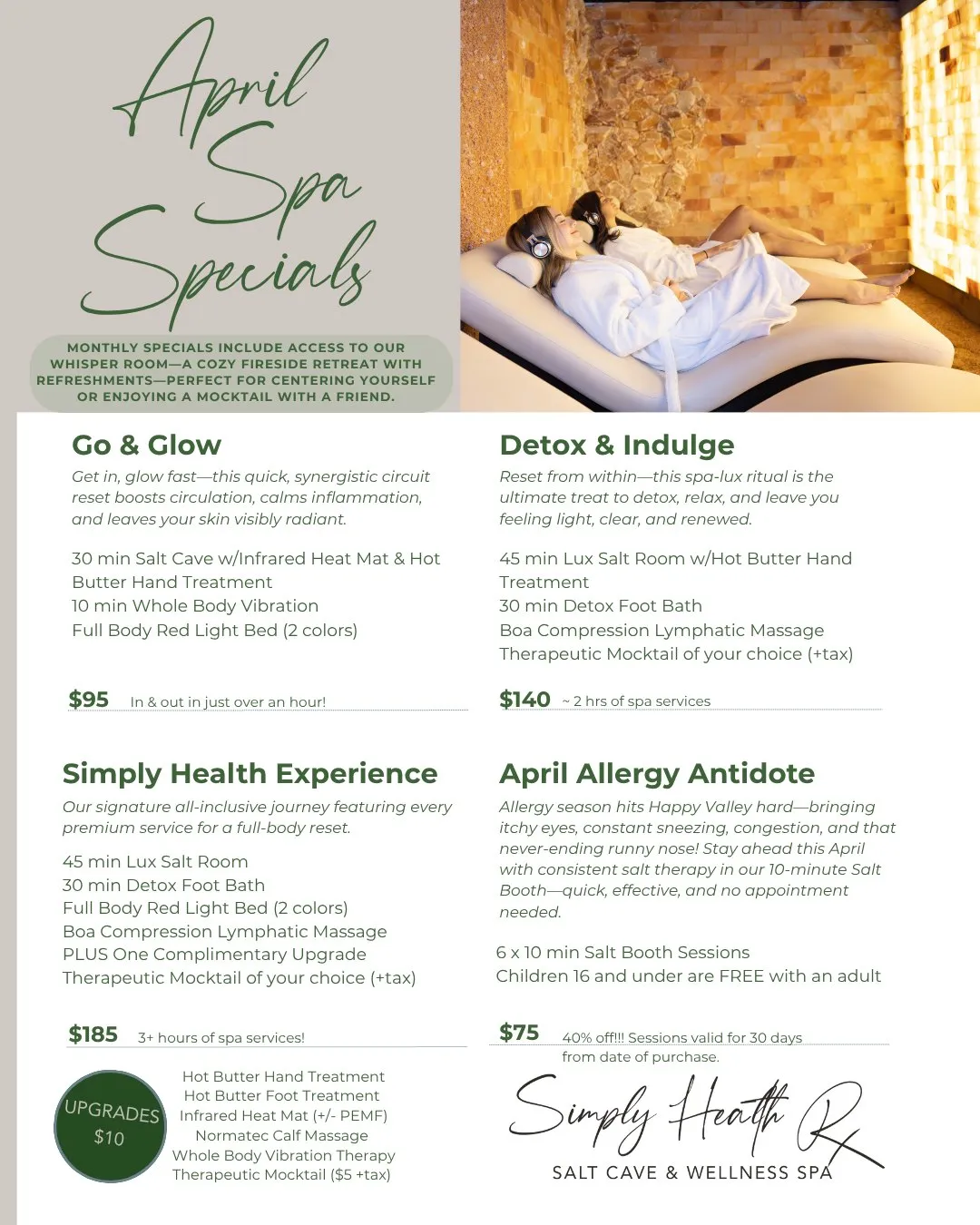 April 2026 Spa Specials at Simply Health Rx